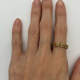 Rose Eternity Ring - Gold Flower Band - Infinity Roses Ring