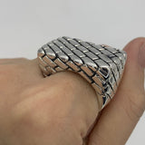 Brick Signet Ring - Silver Patterned Ring - Signet Ring