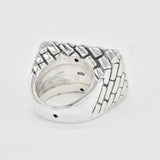 Brick Signet Ring - Silver Patterned Ring - Signet Ring