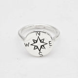 Gold Compass Ring, Traveler Ring, Gold Disc Ring