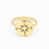 Silver Compass Ring - Traveler Ring - Disc Compass Ring