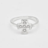 Gold Cross Ring - Dainty Christian Band, Religious Gold Ring