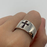 Cross Wide Band - Cut Out Cross Ring - Silver Cross Ring