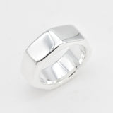 Nut Shaped Ring - Silver Hex Ring - Silver Nut Ring