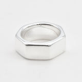 Nut Shaped Ring - Silver Hex Ring - Silver Nut Ring