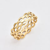 Silver Geometric Ring - Artistic Silver Ring - Hollow Pattern Band