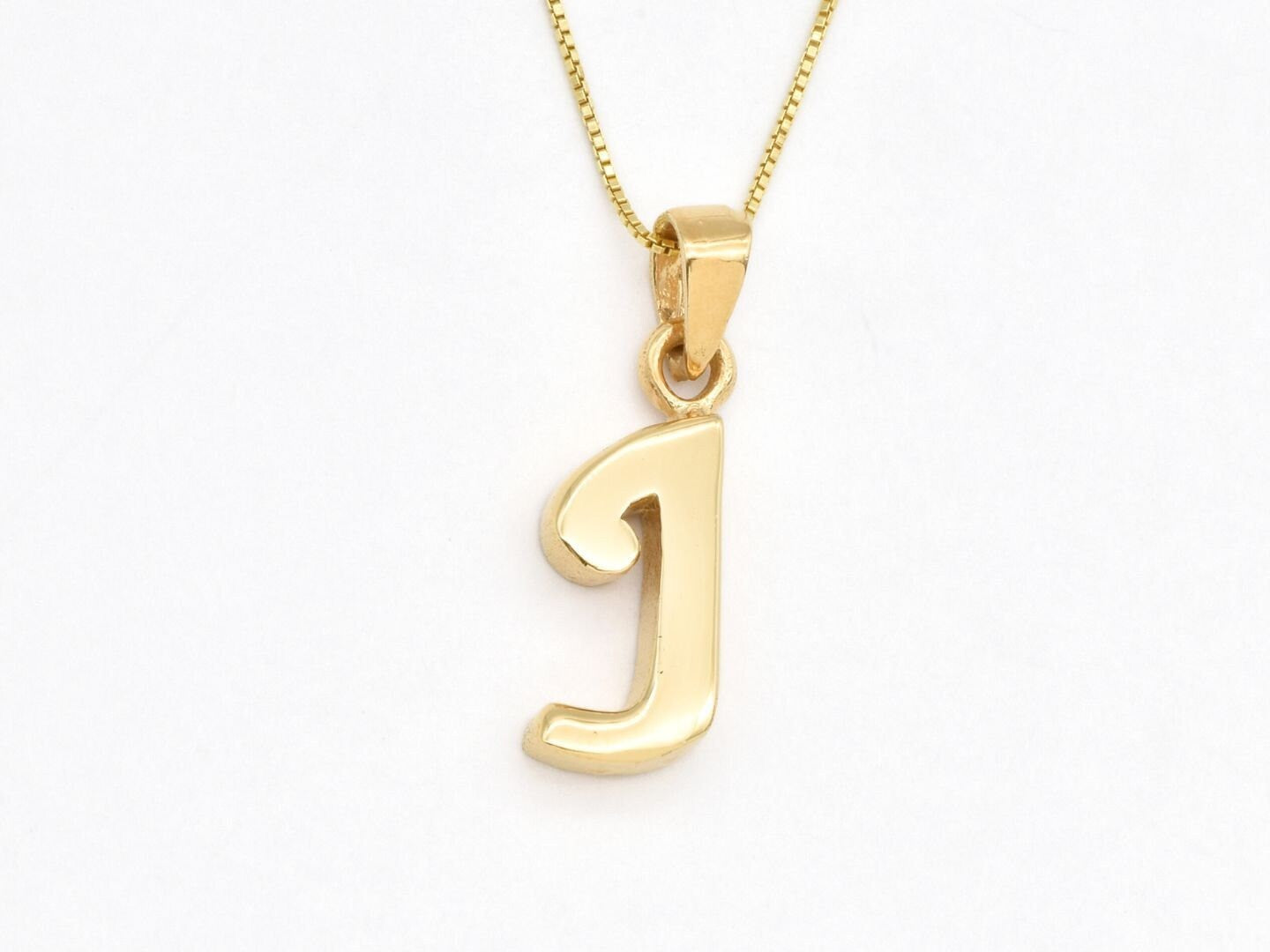 Gold Letter J Pendant - Alphabet Letter Necklace, Big Letter J Pendant