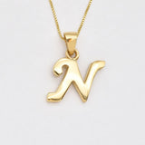 Rose Gold Letter N Pendant - Alphabet Letter Necklace - Large Letter N Pendant