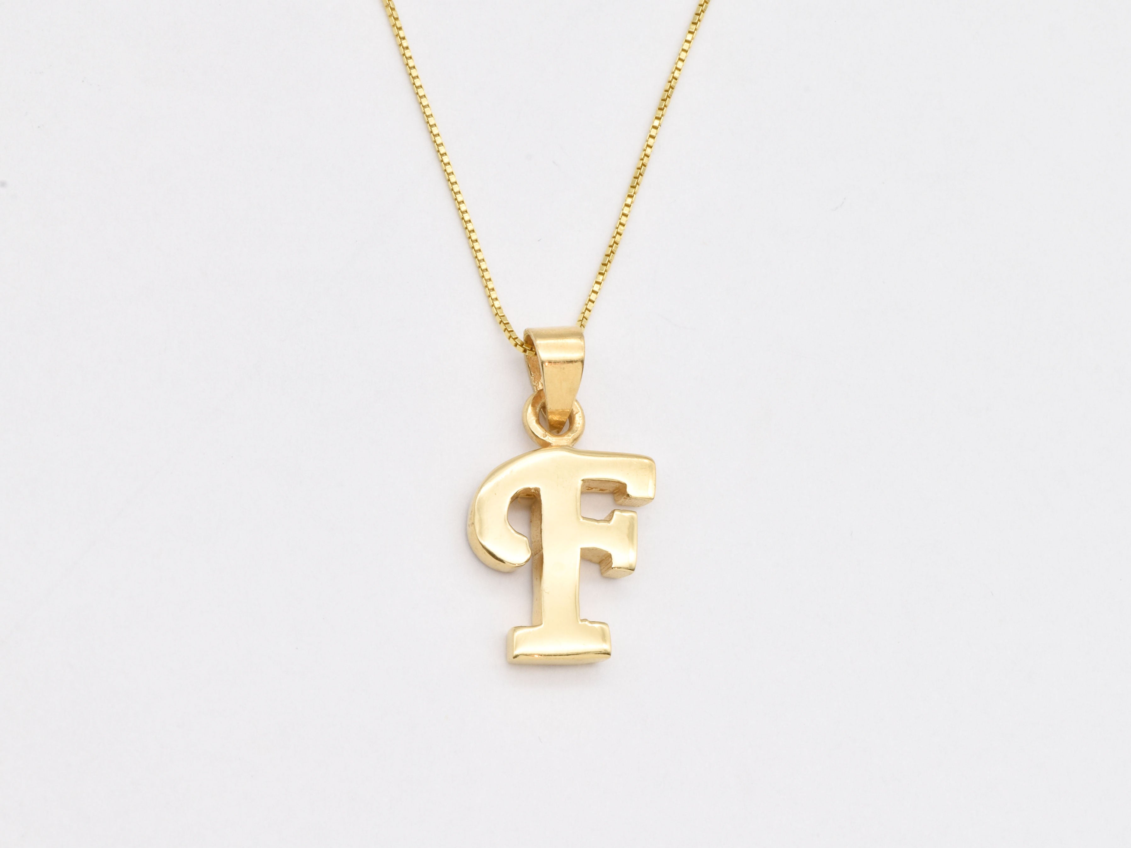 Gold Letter F Pendant - Alphabet Letter Necklace, Initial Letter F Pendant