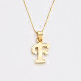 Rose Gold Letter F Pendant - Alphabet Letter Necklace - Pink Letter F Pendant