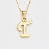 Letter T Rose Gold Pendant - Alphabet Letter Necklace - Pink Initial Necklace