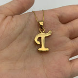 Letter T Gold Pendant - Alphabet Letter Necklace - Initial Letter T Necklace
