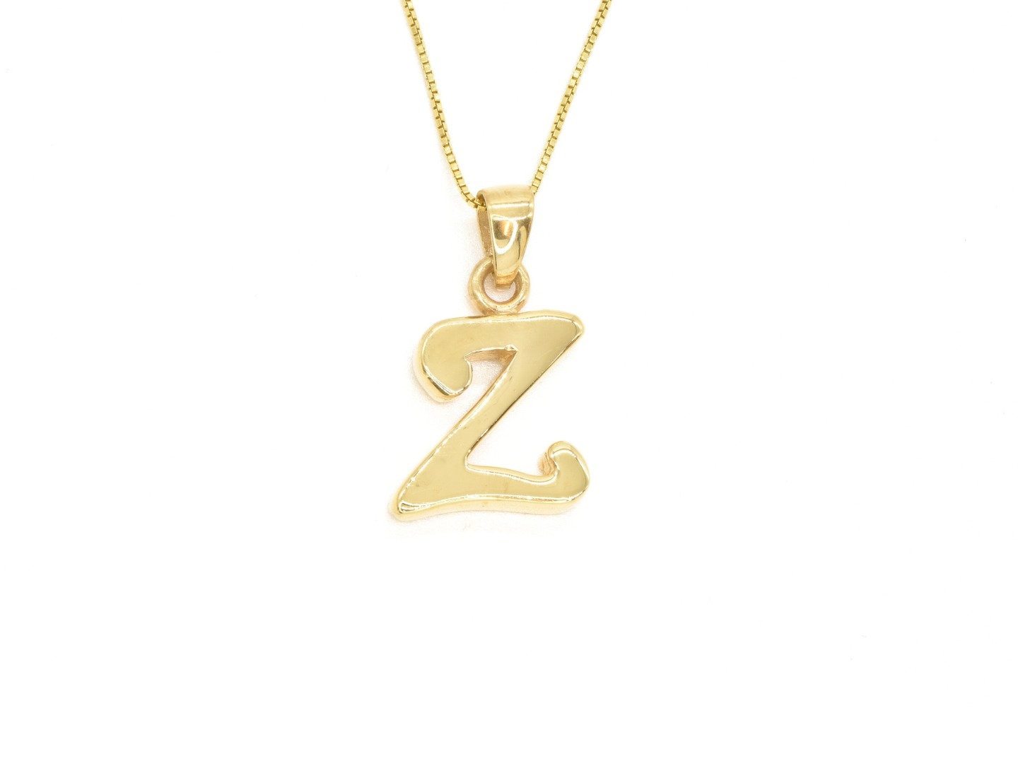 Gold Letter Z Pendant - Alphabet Letter Necklace, Capital Z Pendant