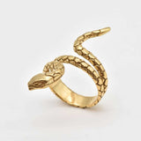 Silver Snake Ring - Long Snake Ring - Modern Coiled Snake Ring
