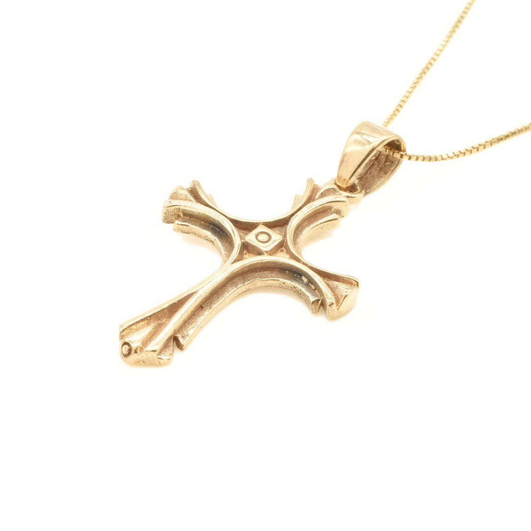 Stunning Vintage Gold Cross Pendant in Gothic style, crafted in 18k Gold Vermeil, ideal for any occasion.
