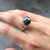 Real Pearl Ring, Black Pearl Ring, Natural Pearl, June Birthstone, Black Pearl, Real Pearl, Vintage Rings, 925 Silver Ring, Grey Pearl (557979316)