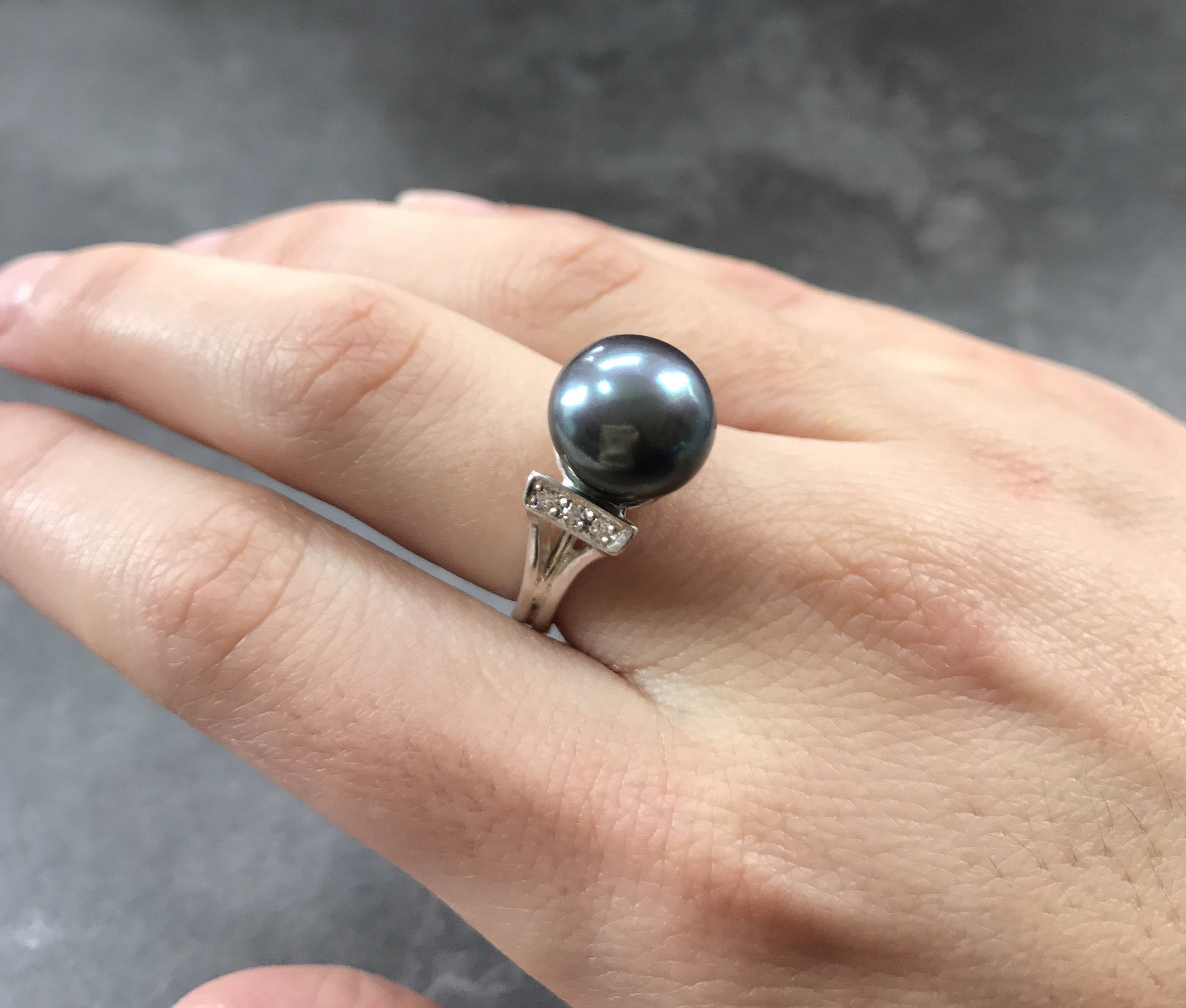 Real Pearl Ring, Black Pearl Ring, Natural Pearl, June Birthstone, Black Pearl, Real Pearl, Vintage Rings, 925 Silver Ring, Grey Pearl (557979316)