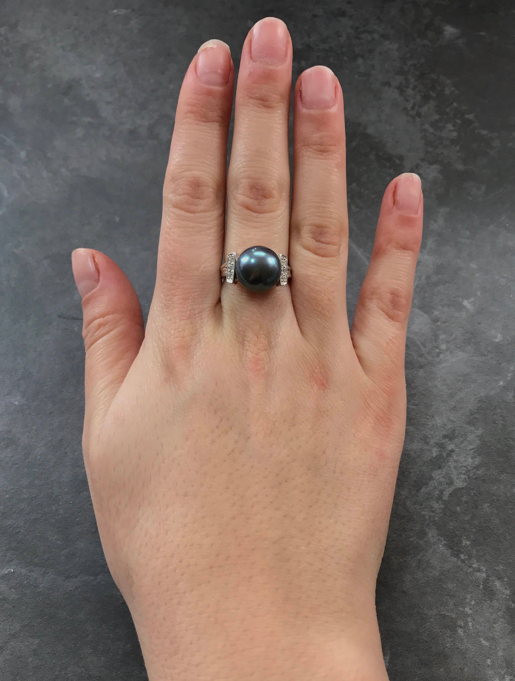 Real Pearl Ring, Black Pearl Ring, Natural Pearl, June Birthstone, Black Pearl, Real Pearl, Vintage Rings, 925 Silver Ring, Grey Pearl (557979316)