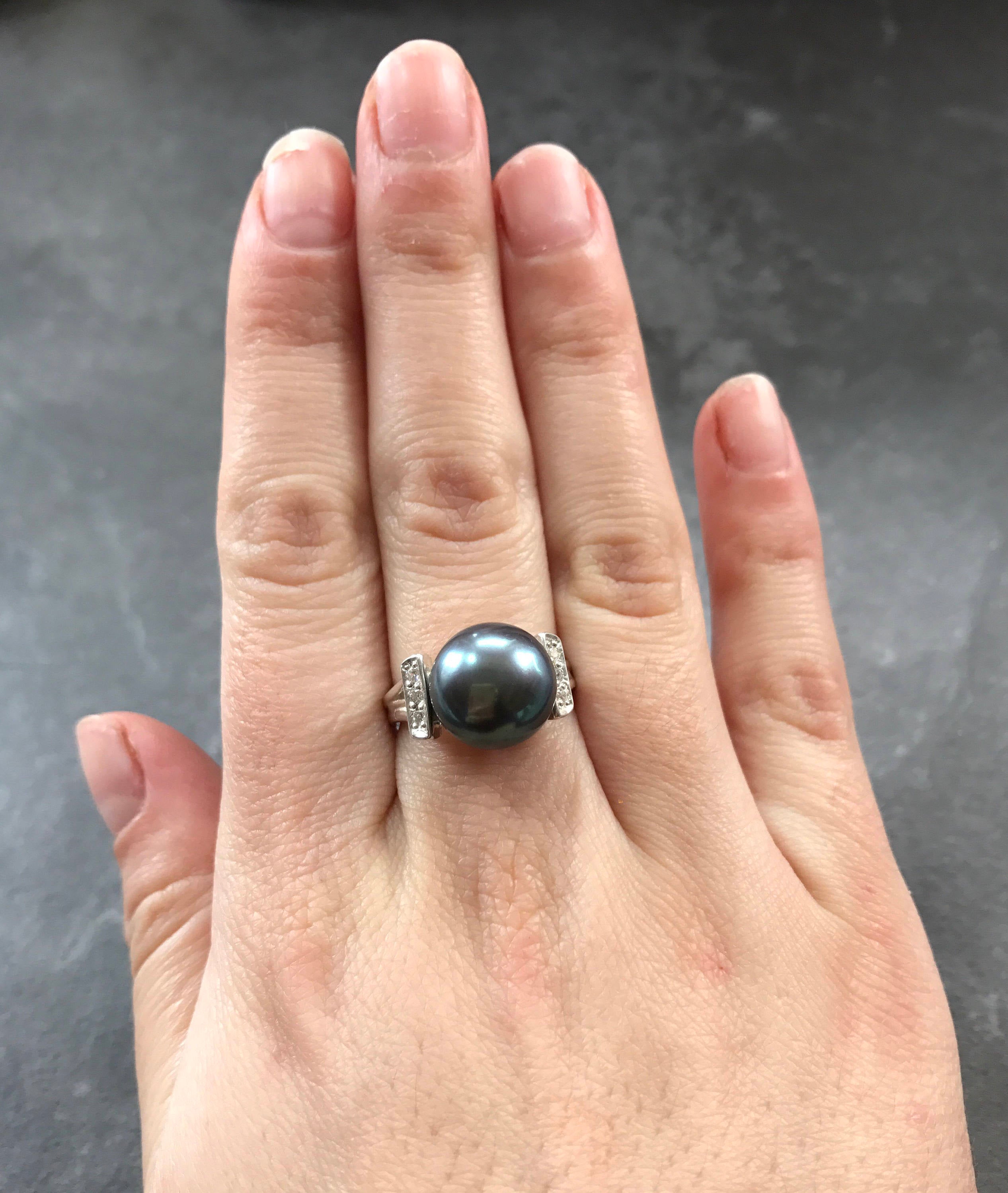 Real Pearl Ring, Black Pearl Ring, Natural Pearl, June Birthstone, Black Pearl, Real Pearl, Vintage Rings, 925 Silver Ring, Grey Pearl (557979316)