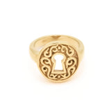 Silver Keyhole Ring - Vintage Key Ring - Celtic Key Ring