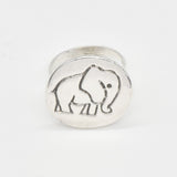 Elephant Disc Ring - Gold Signet Band, Sketched Elephant Ring
