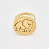 Silver Elephant Ring - Elephant Disc Ring - Minimalist Animal Ring