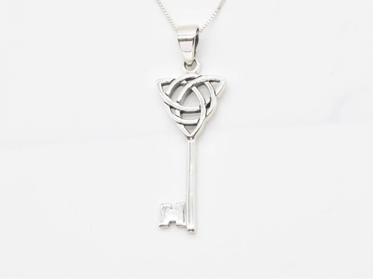 Celtic Key Pendant - Trinity Knot Necklace - Symbolic Key Pendant ...