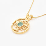Stylish 18k Gold Vermeil Pendant with natural emerald, a May birthstone representing emotional healing and harmony. Ideal for gifts.
