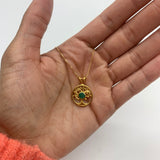 Charming 18k Gold Vermeil Pendant with natural emerald, perfect for birthdays and daily wear, embodying growth and harmony.