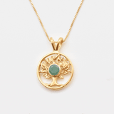 Natural Emerald Pendant made in 18k Gold Vermeil with Round Natural Green Emerald in Bezel setting, May Birthstone gift idea, symbolizes growth, harmony, and deep emotional healing, ideal for everyday wear and perfect for birthday gifting and special occasions.