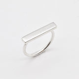 Gold Bar Ring - Rectangle Signet Band, Plain Stacking Ring