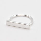 Silver Bar Ring - Minimalist Bar Ring - Rectangle Signet Band
