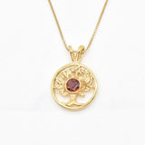 Garnet Tree of Life Pendant - Natural Garnet Necklace, Red Tree Pendant
