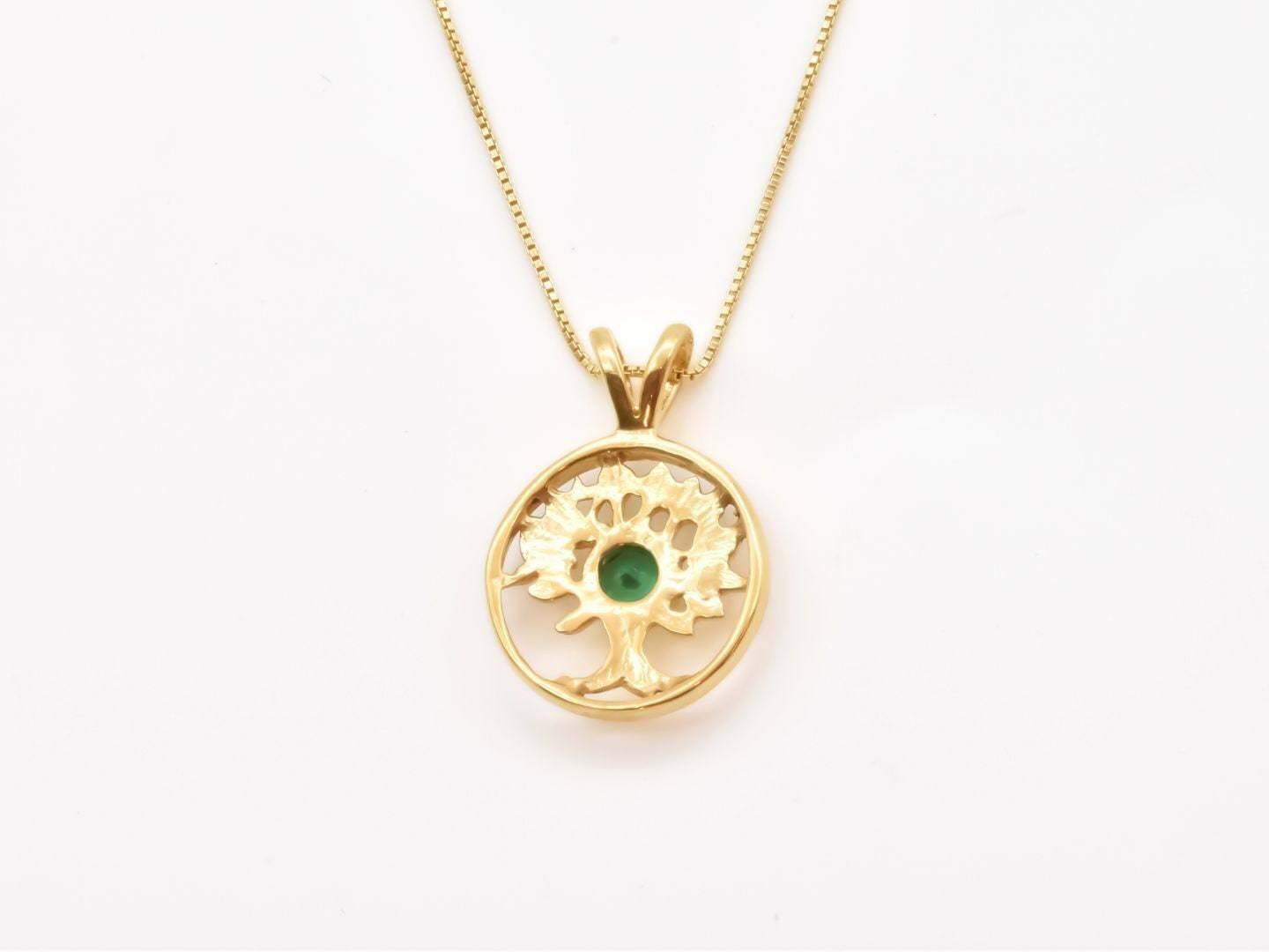Beautifully crafted Created Emerald Pendant in 18k Gold Vermeil, a meaningful May birthstone jewelry piece for any occasion.