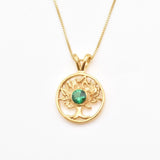 Created Emerald Pendant made in 18k Gold Vermeil with Round Created Green Emerald in Bezel setting, May Birthstone gift idea, symbolizes, ideal for everyday wear and perfect for birthday gifting and special occasions.