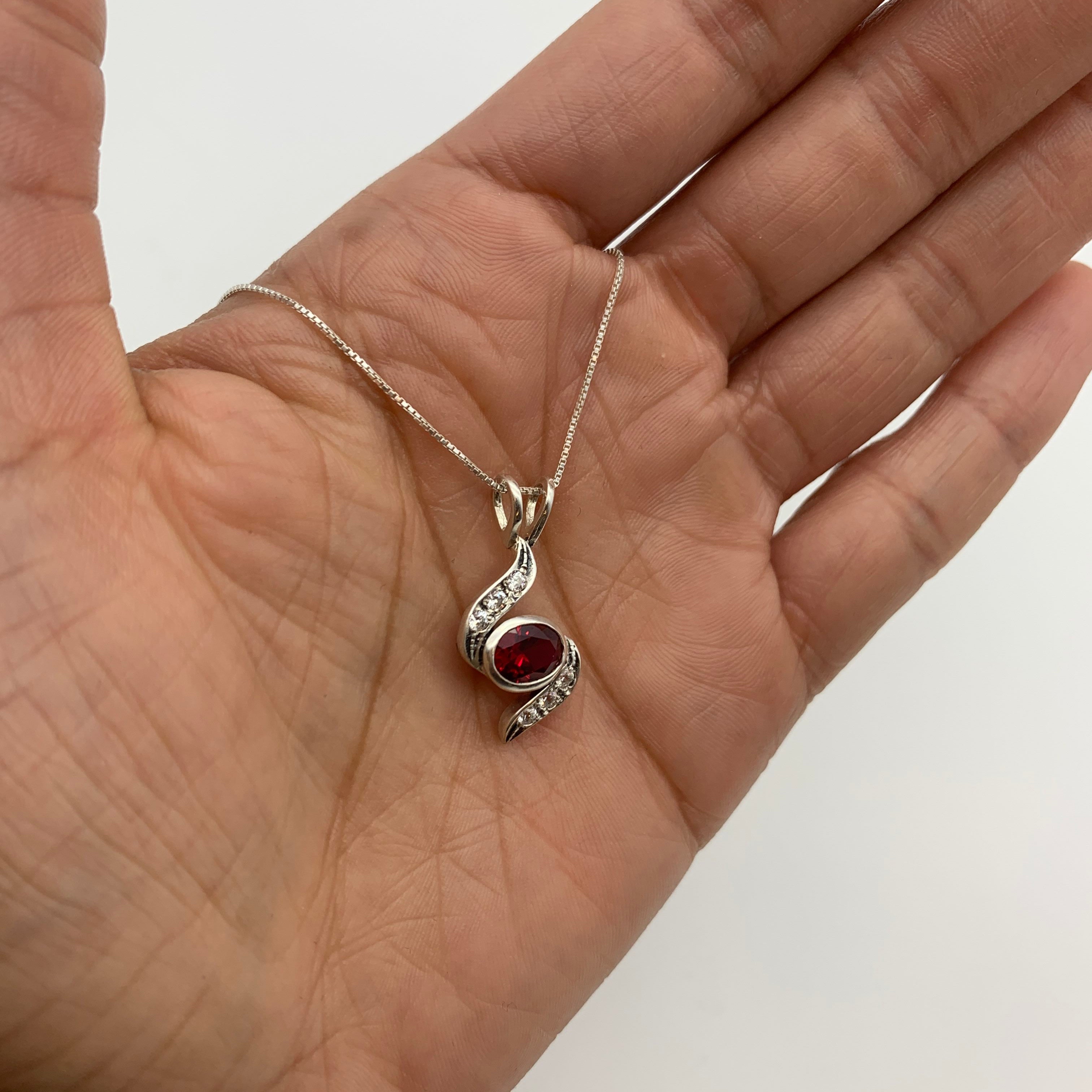 Elegant Ruby Pendant in 925 Sterling Silver, featuring a Created Red Ruby, perfect for birthdays and special occasions.