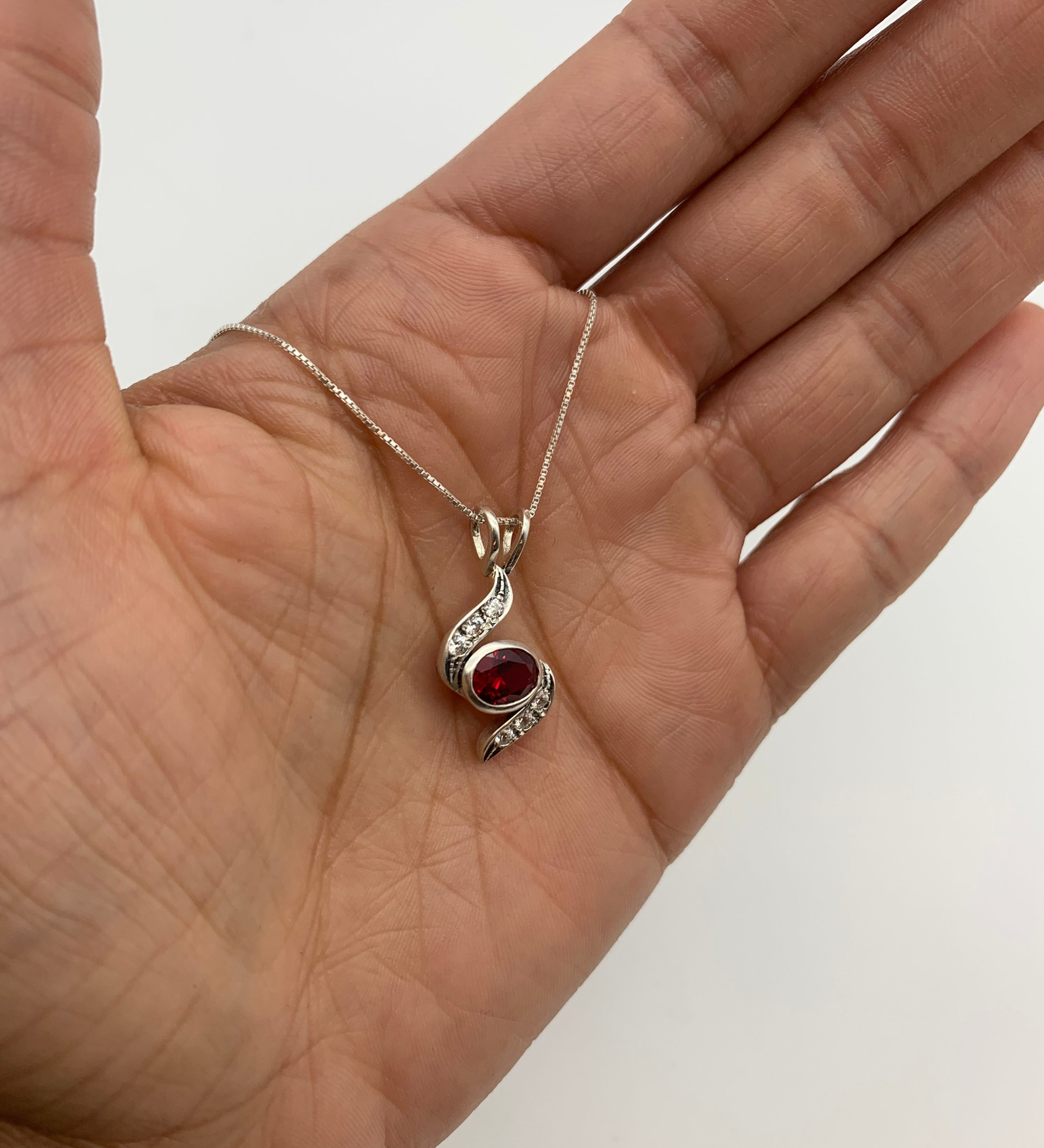 Elegant Ruby Pendant in 925 Sterling Silver, featuring a Created Red Ruby, perfect for birthdays and special occasions.