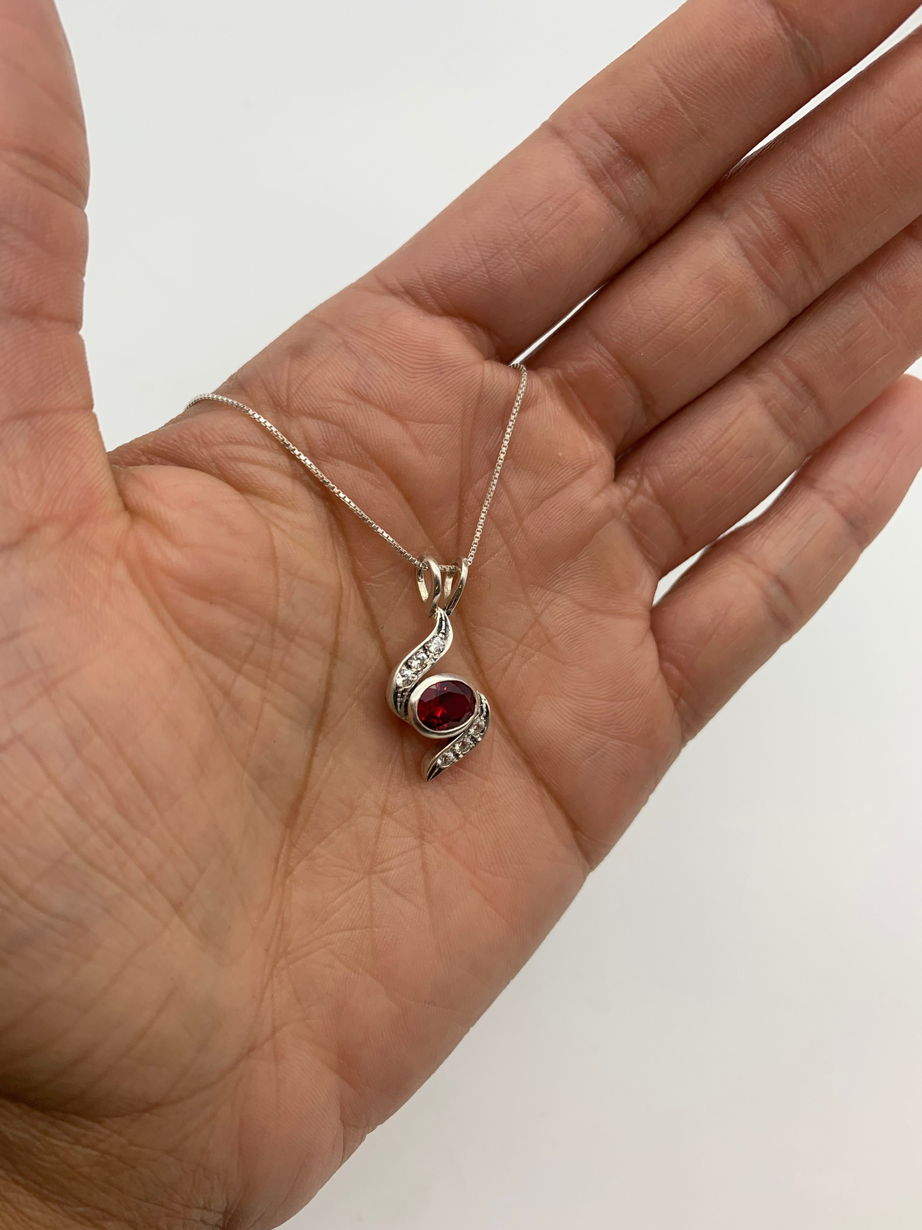 Elegant Ruby Pendant in 925 Sterling Silver, featuring a Created Red Ruby, perfect for birthdays and special occasions.