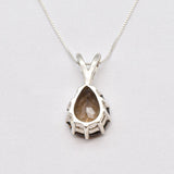Smoky Topaz Pendant - Natural Smoky Topaz Pendant, Teardrop Smoky Topaz Necklace