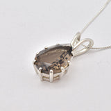 Smoky Topaz Pendant - Natural Smoky Topaz Pendant, Teardrop Smoky Topaz Necklace