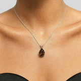 Smoky Topaz Pendant - Natural Smoky Topaz Pendant, Teardrop Smoky Topaz Necklace