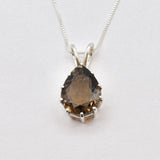 Smoky Topaz Pendant - Natural Smoky Topaz Pendant, Teardrop Smoky Topaz Necklace