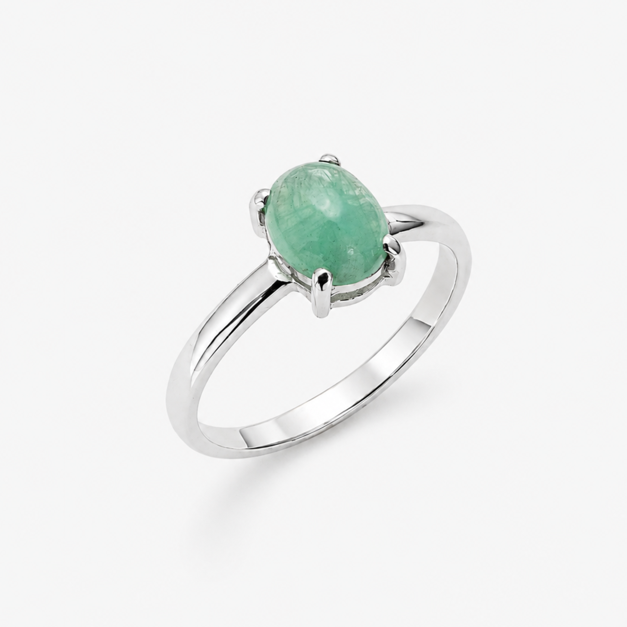 Natural Emerald Ring made in 925 Sterling Silver with Oval Natural Green Emerald in Prong setting, May Birthstone gift idea, symbolizes growth, harmony, and deep emotional healing, ideal for everyday wear and perfect for birthday gifting and special occasions.