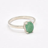 Beautiful 925 Sterling Silver Ring set with a captivating Oval Natural Emerald, embodying peace and perfect for any celebration.
