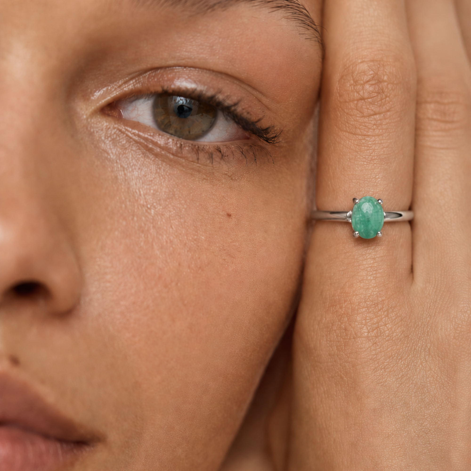 Elegant 925 Sterling Silver Ring featuring a vibrant Oval Natural Emerald, perfect for May birthdays and meaningful gifting.