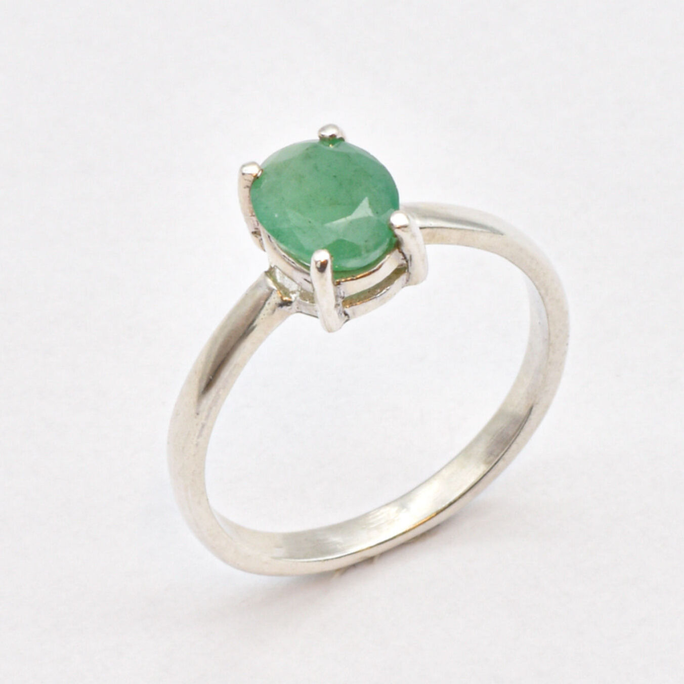Natural Emerald Ring made in 925 Sterling Silver with Oval Natural Green Emerald in Prong setting, May Birthstone gift idea, symbolizes growth, harmony, and deep emotional healing, ideal for everyday wear and perfect for birthday gifting and special occasions.