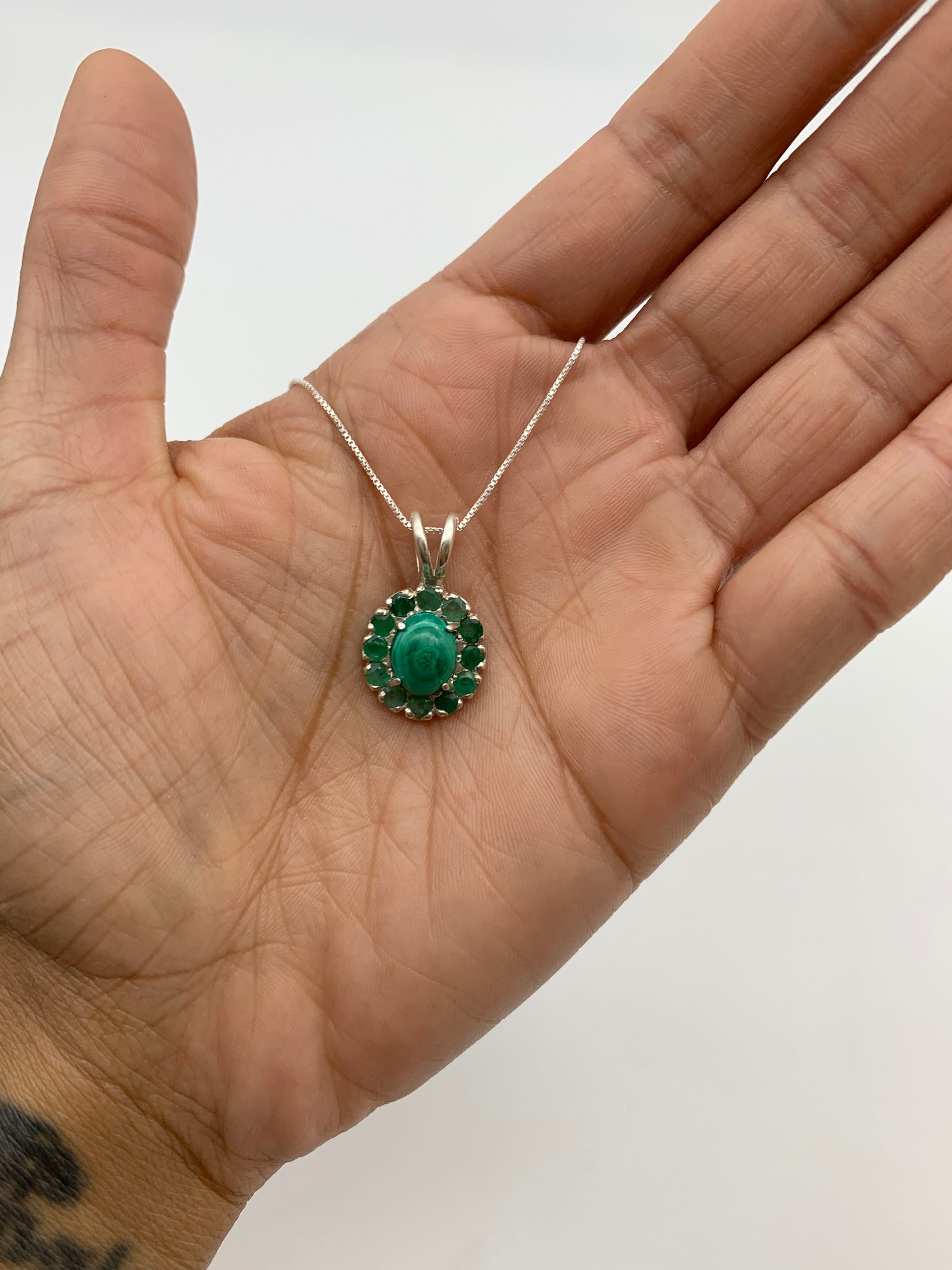 Stunning 925 Sterling Silver Pendant with Natural Green Emerald, ideal May birthstone gift symbolizing emotional healing and harmony.