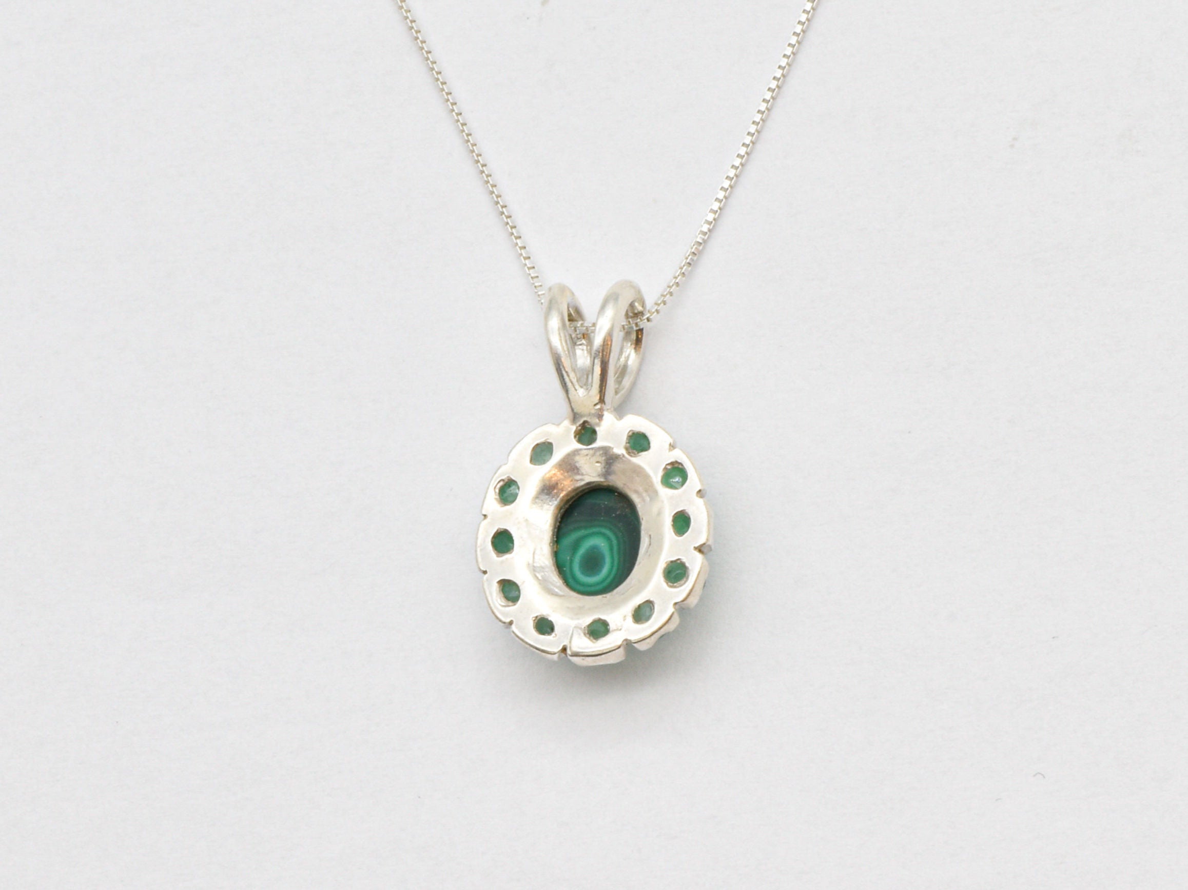 Beautiful 925 Sterling Silver Pendant with a Halo setting, featuring a Natural Emerald, perfect for birthdays and special occasions.