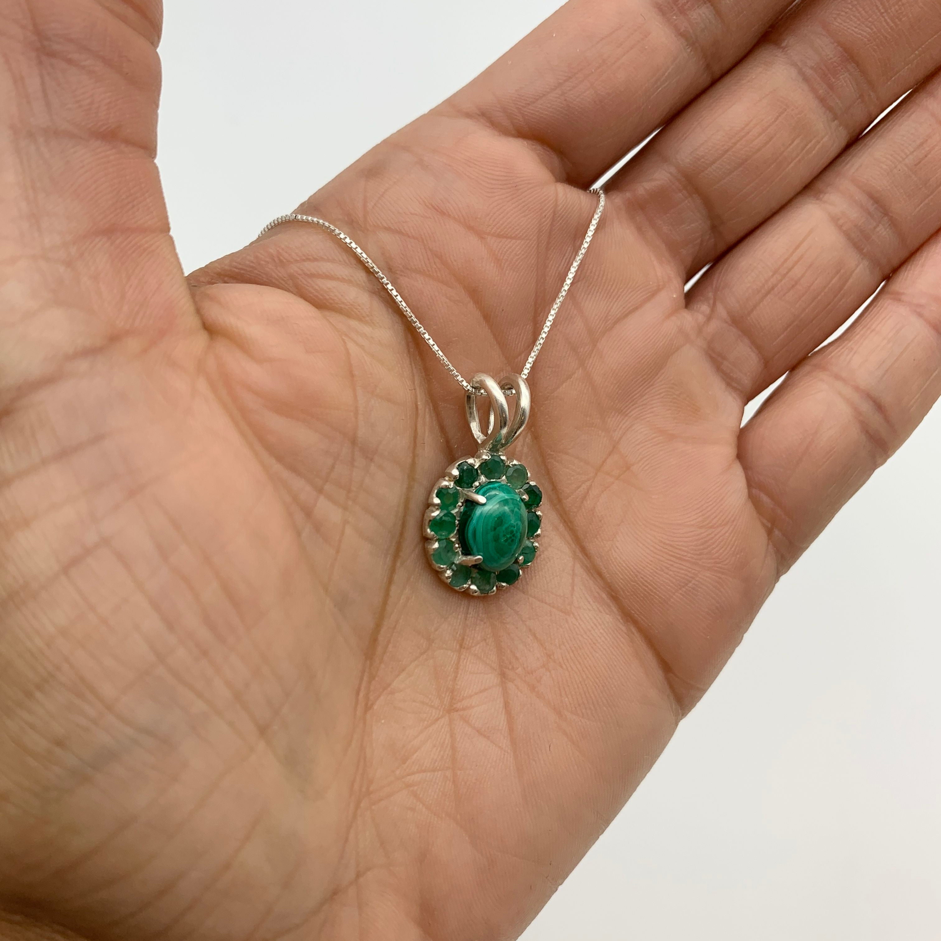 Elegant 925 Sterling Silver Natural Emerald Pendant, May birthstone gift, embodies growth and healing for any occasion.