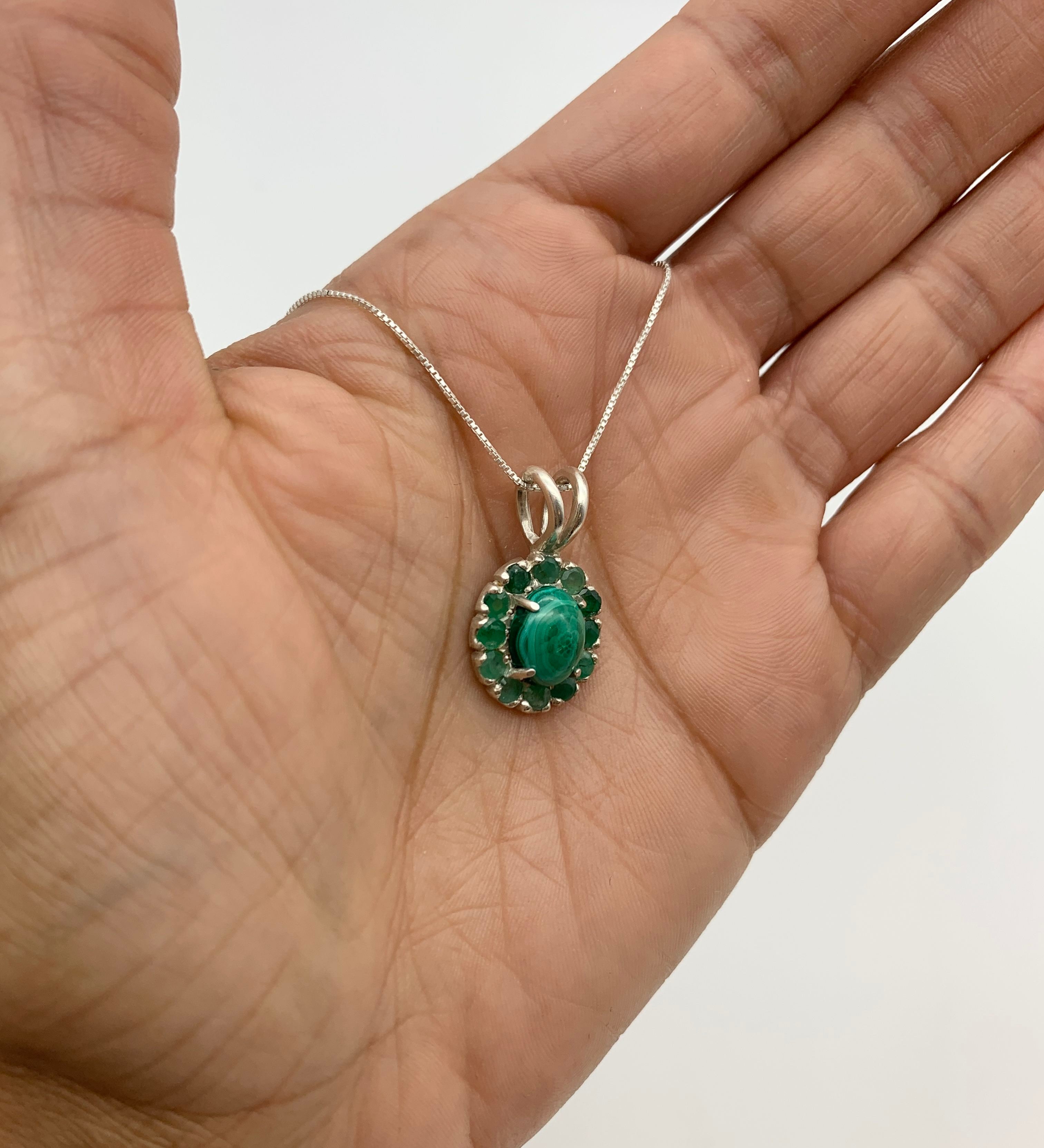 Elegant 925 Sterling Silver Natural Emerald Pendant, May birthstone gift, embodies growth and healing for any occasion.